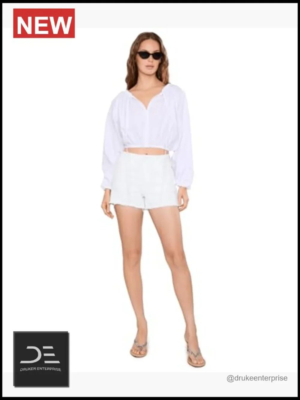 High Rise Relaxed Fit Denim Shorts with Button Closure
